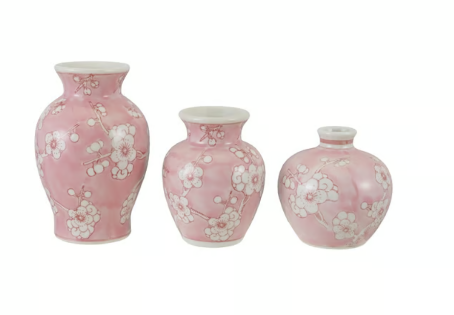 Hand-Painted Stoneware Vase W Cherry