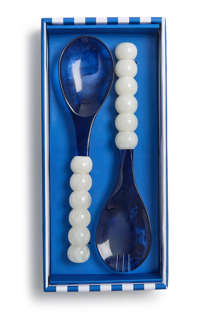Blue and White Salad Serving Set in Gift Box