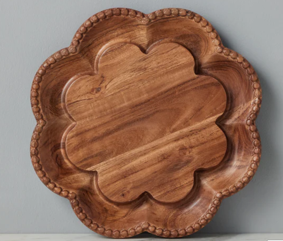 Vintage English Bread Board, Scalloped Lazy Susan