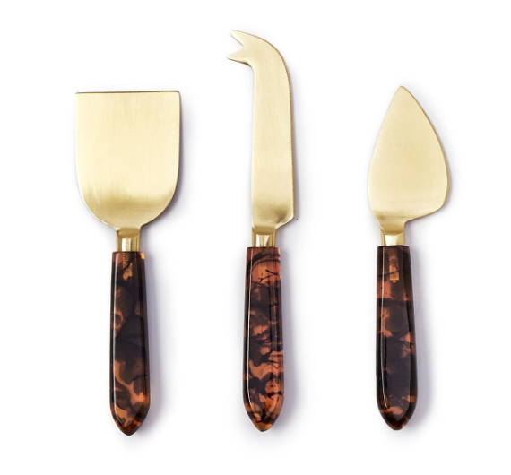 S/3 Tortoise Swirl Cheese Knives in GB