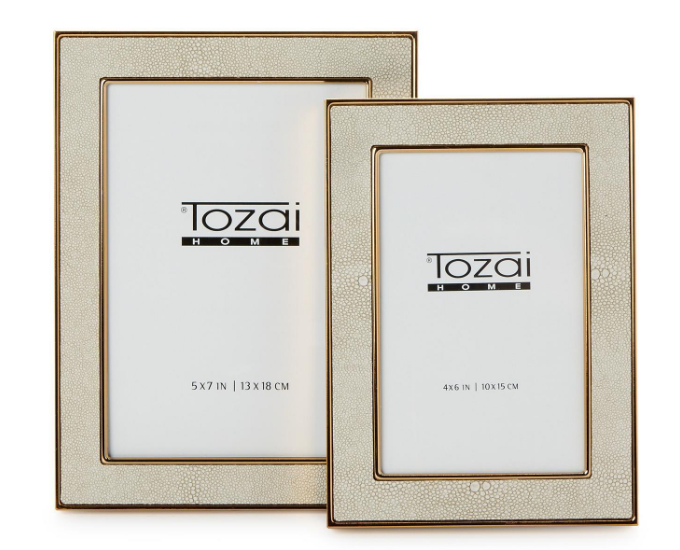 Cream Shagreen Photo Frame - Set of 2