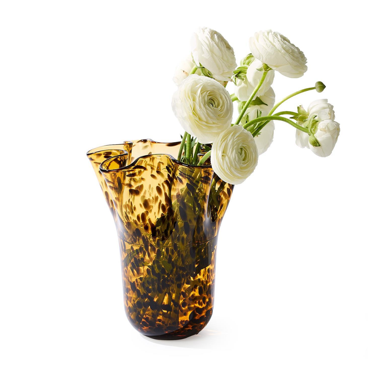 Tortoise Print Flare Hand-Blown Vase