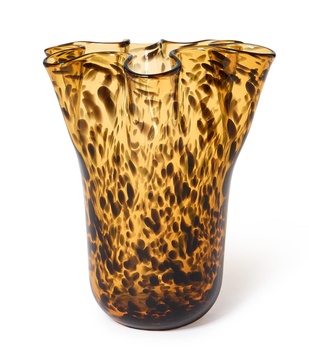 Tortoise Print Flare Hand-Blown Vase