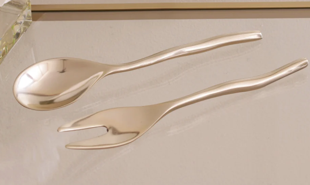 SIERRA MODERN Maia Small Salad Servers (Shiny Gold)