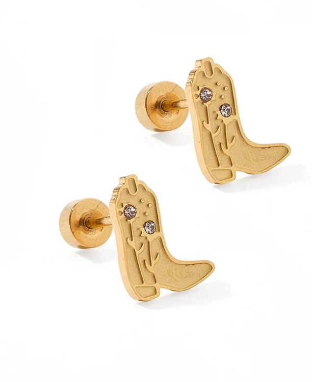 Screwback Stud Earrings - Daisy Cowgirl Boot