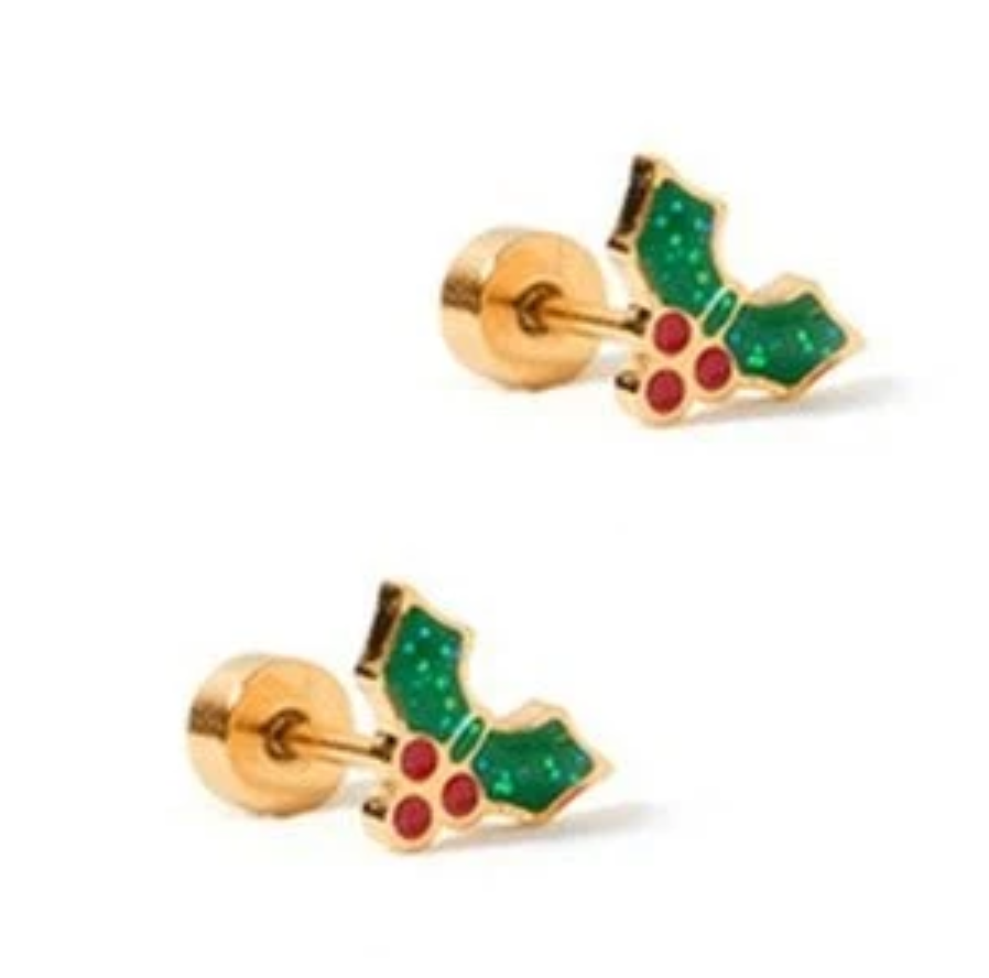 Screwback Stud Earrings - Holly Berry