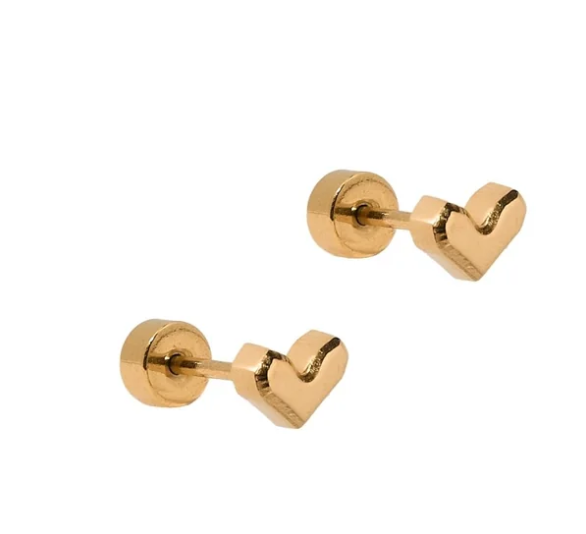 Screwback Stud Earrings - Fable Heart Gold