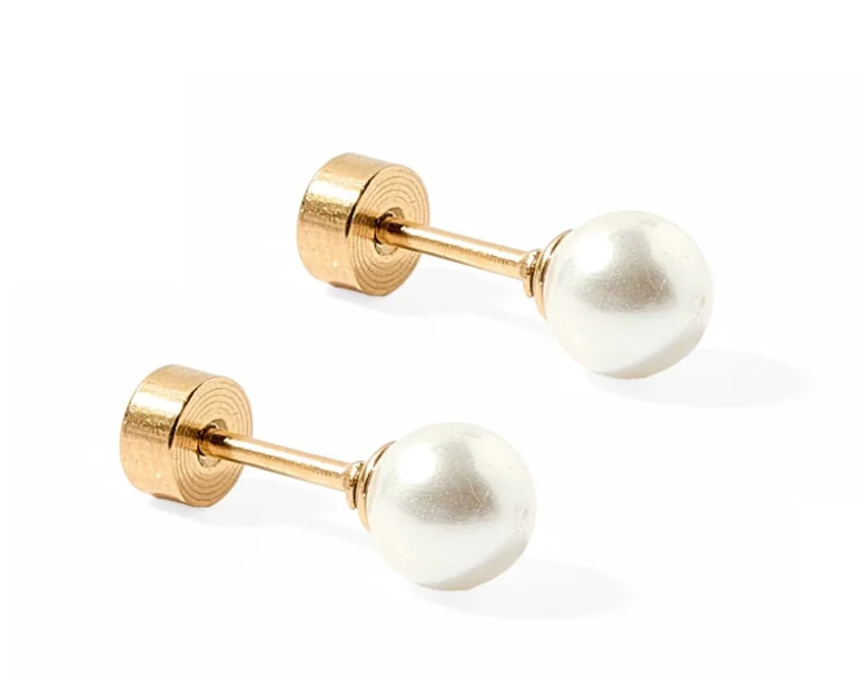 Screwback Stud Earrings - Payton Pearl White 5mm