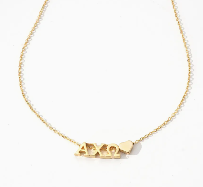 Alpha Chi Omega Heart Necklace