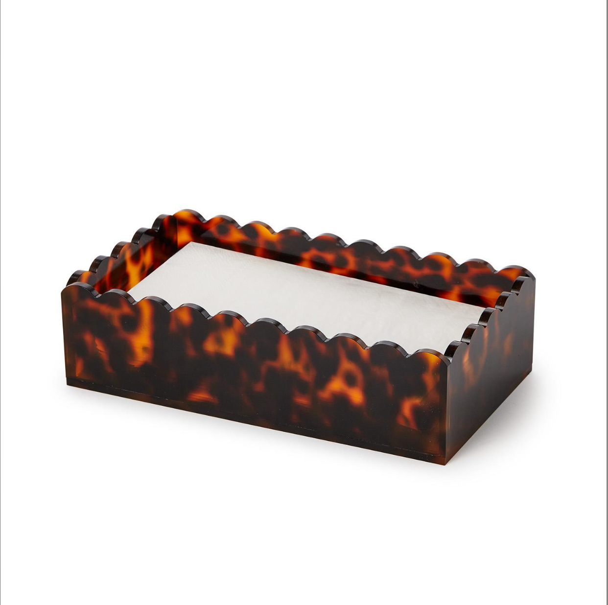 Tortoise Print Scalloped Edge Acrylic Guest Napkin Holder