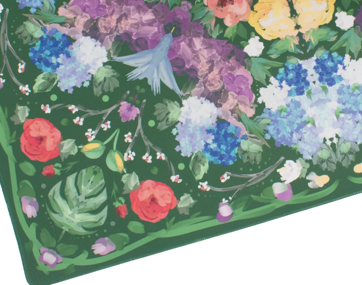 Deep Green Garden Party Mahjong Playing Mat