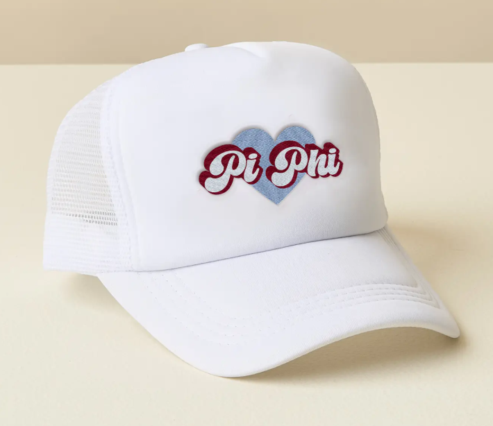 Sorority White Trucker Hat-Pi Beta Phi