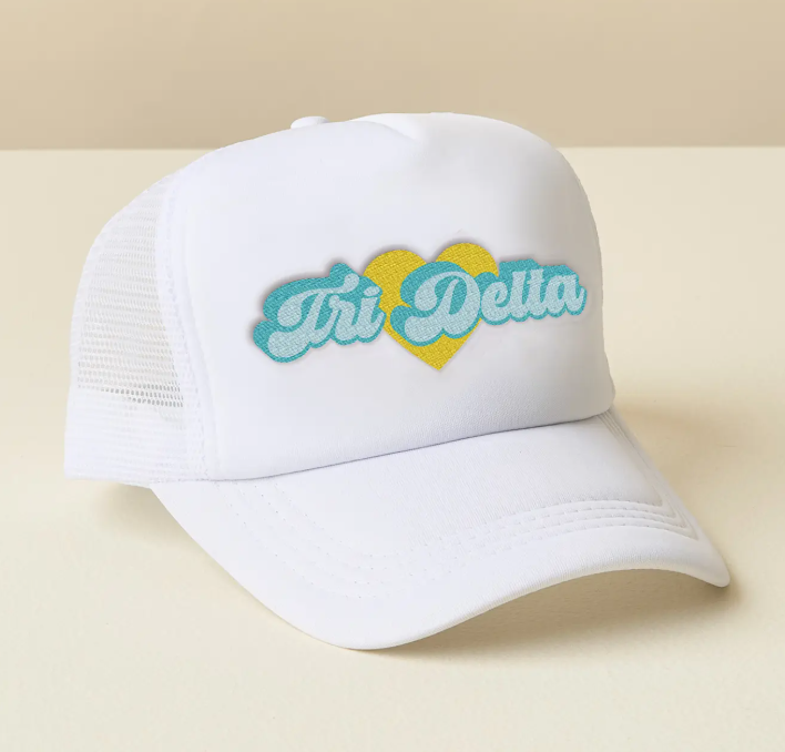 Sorority White Trucker Hat-Delta Delta Delta