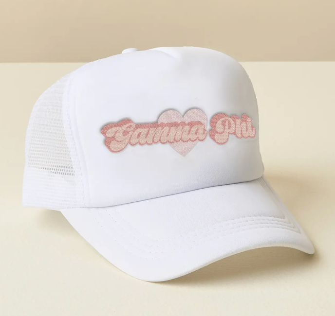Sorority White Trucker Hat-Gamma Phi Beta