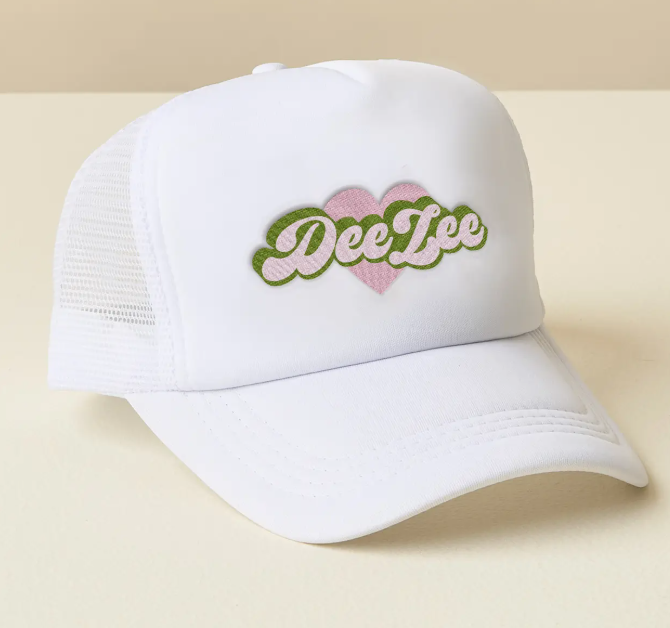 Sorority White Trucker Hat-Delta Zeta
