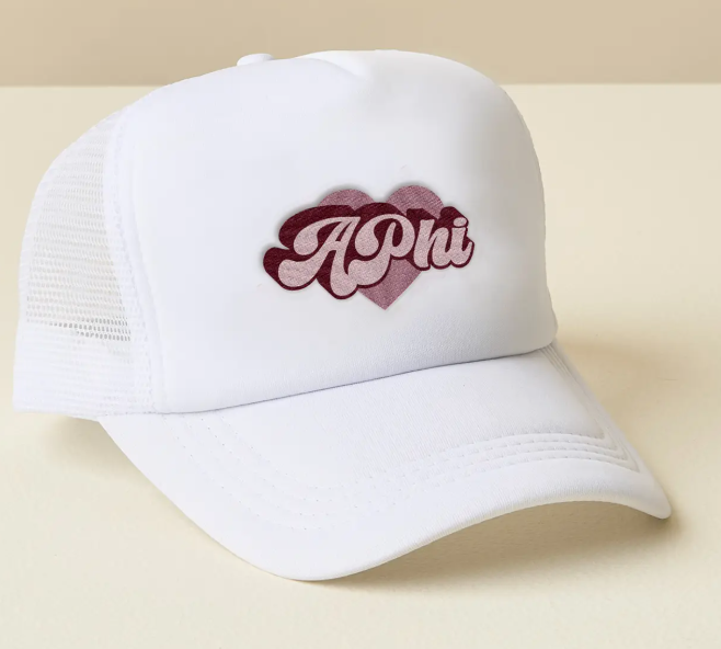 Sorority White Trucker Hat-Alpha Phi