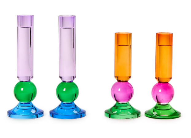 Glass Taper Candlestick Candleholders Small