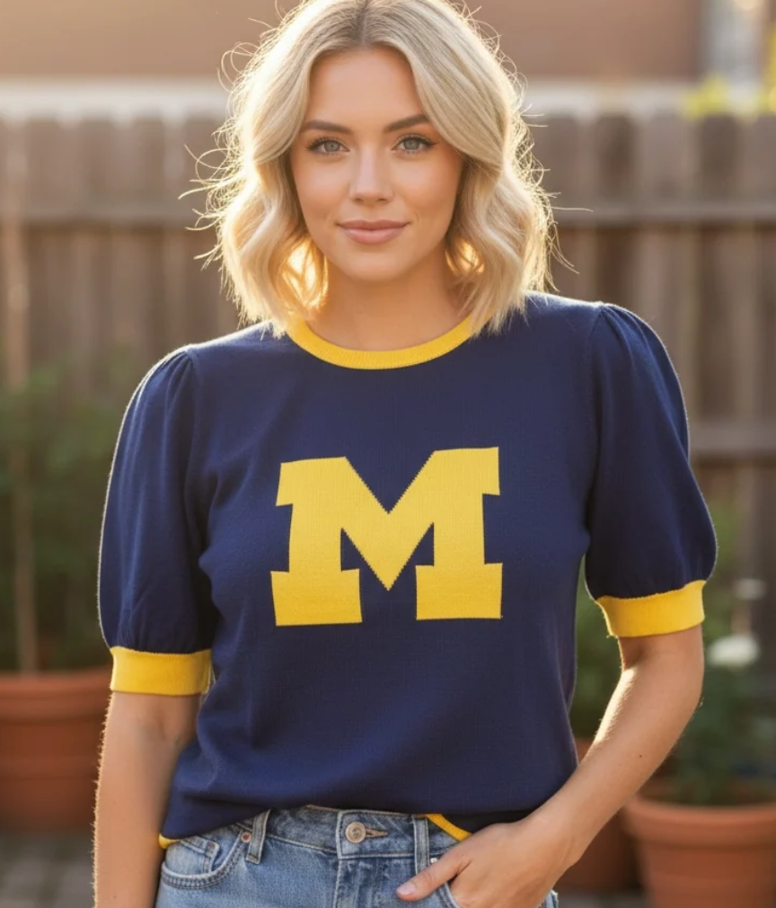 Michigan Short Sleeve Pintuck shoulder