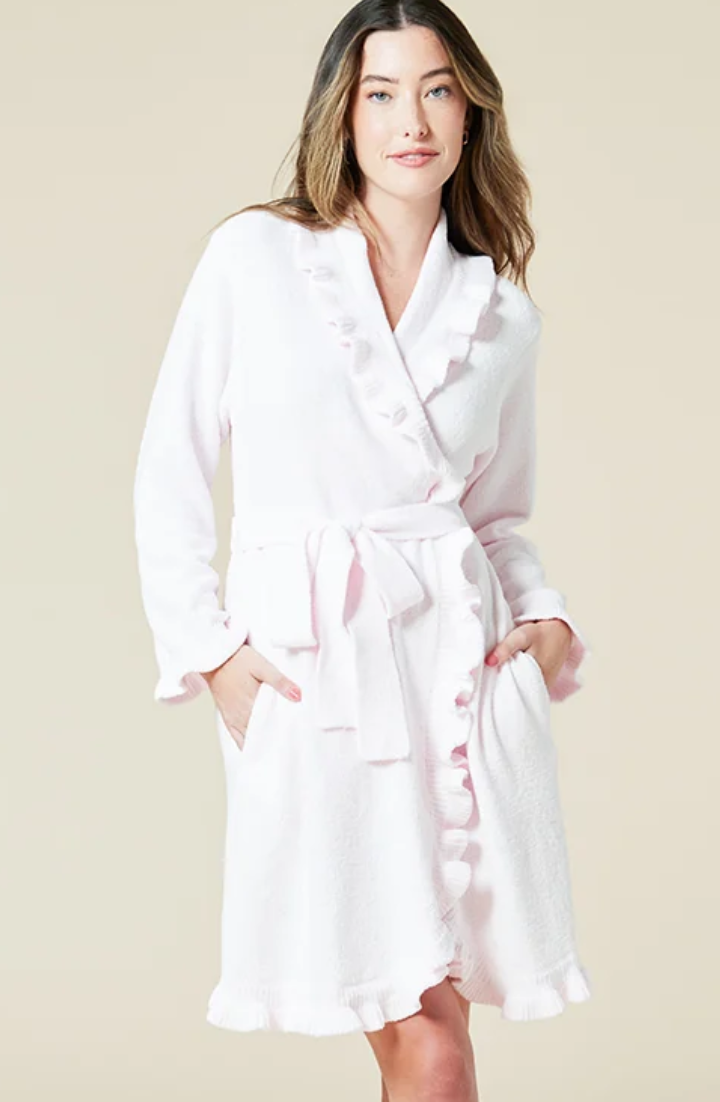 36" Ruffle Chenille Robe Light Pink