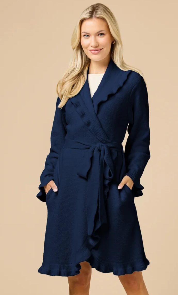 36" Ruffle Chenille Robe Midnight