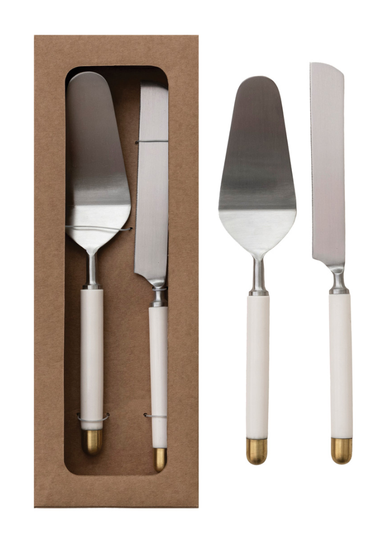 Stainless Steel Cake Servers, Boxed Set of 2