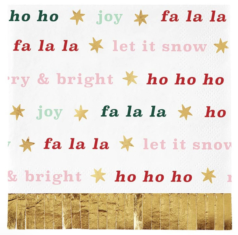 Foil Fringe Napkin -Christmas