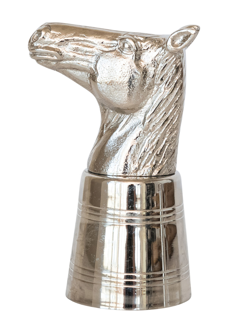 2 oz. Cast Aluminum & Stainless Steel Horse Head Jigger in Box