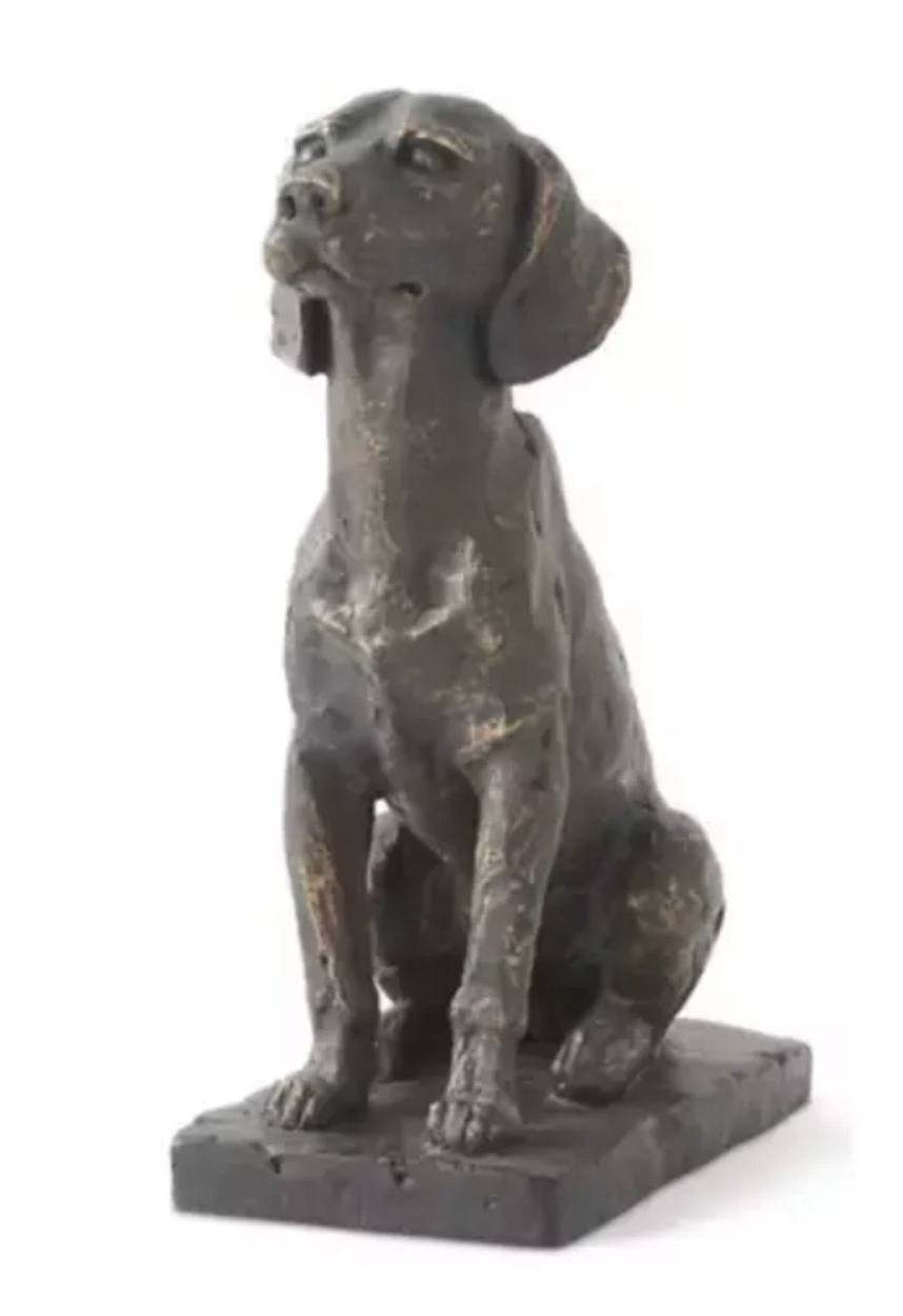 11 Inch Resin Patina Sitting Dog on Black Base