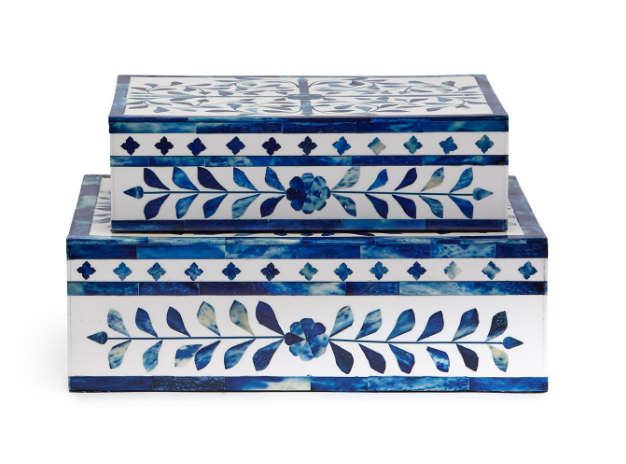 Jaipur Palace Blue & White Tear Hinged Cover Box Small
