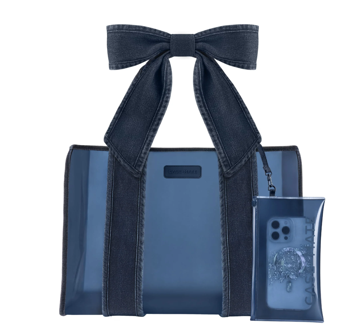 Jelly Tote Bag- Dark Wash Denim Bow