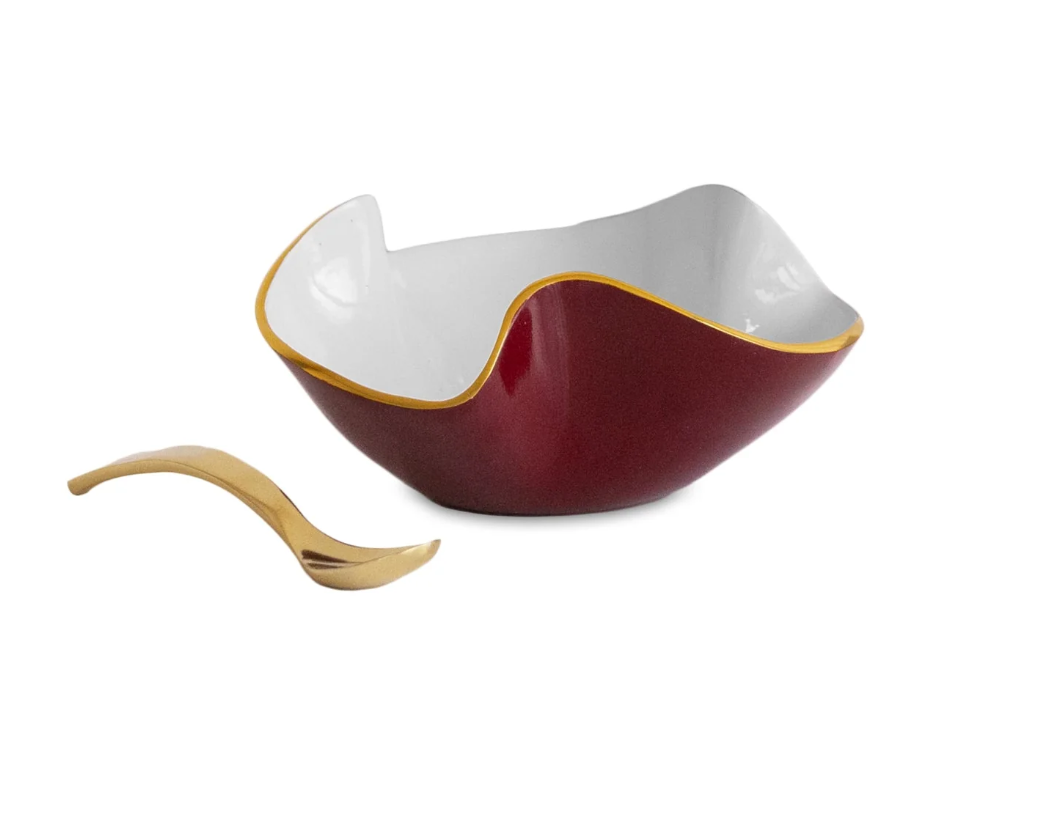 ENCANTO Aries Mini Bowl w/spoon (Bordeaux and White)