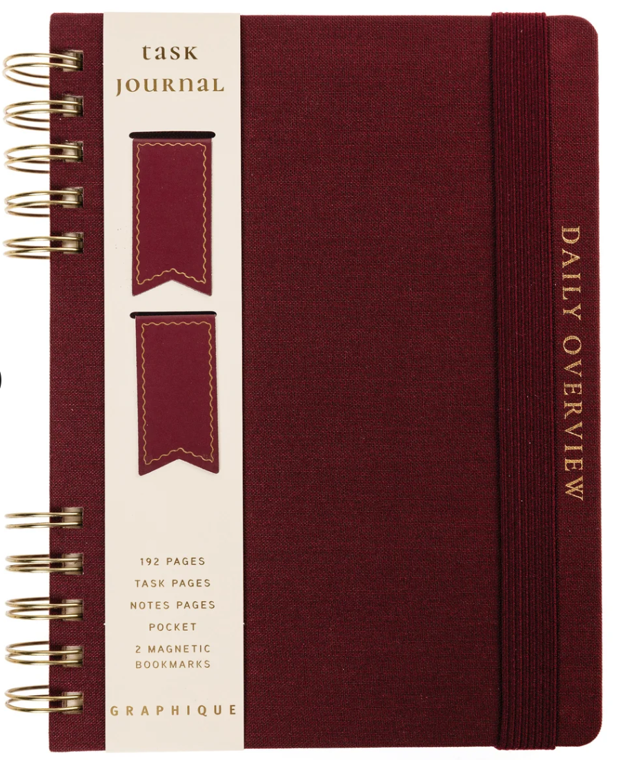Burgundy Fabric-Bound Task Journal