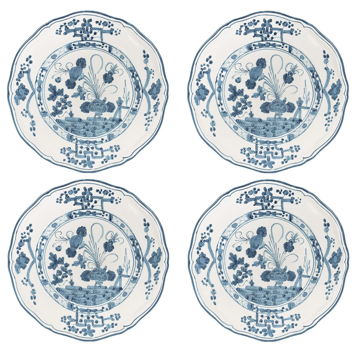 VIDA Faenza Appetizer Plate Set of 4 (Blue and White)