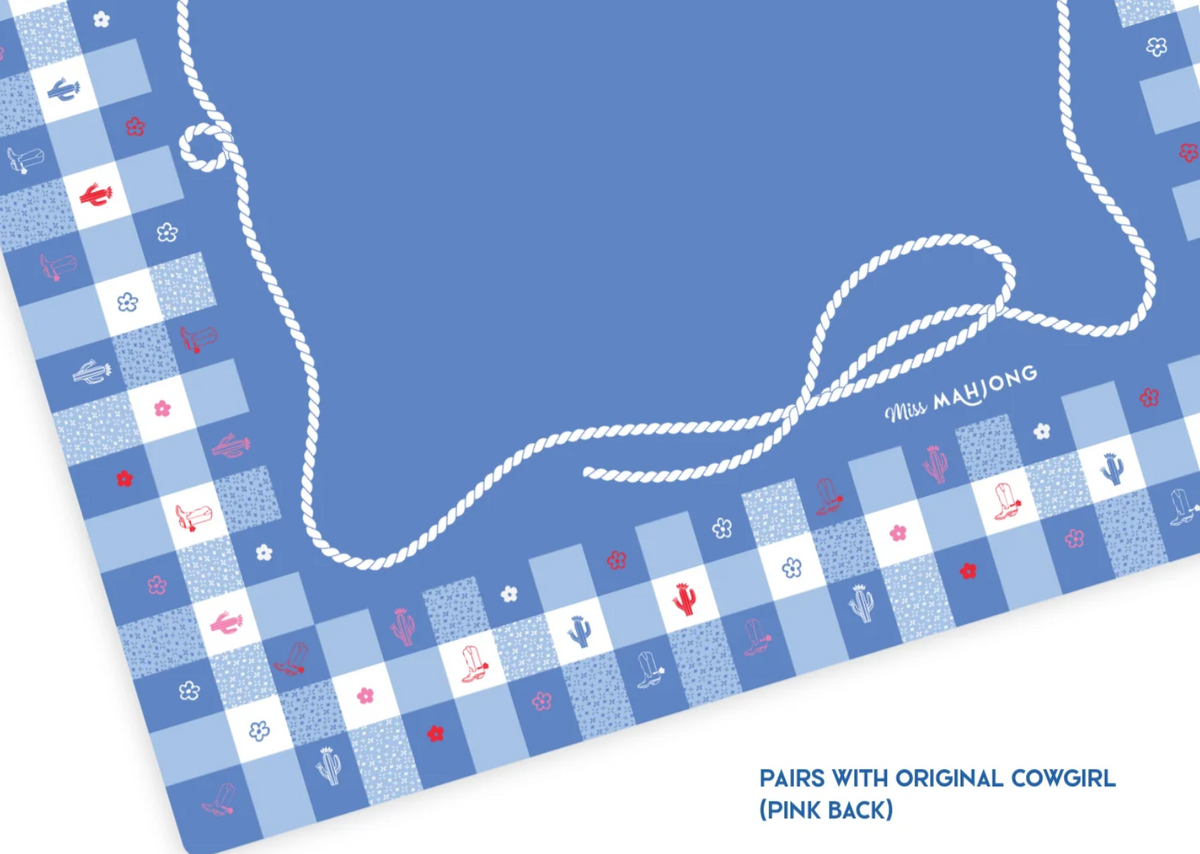 Gingham Cornflower Mahjong Playing Mat