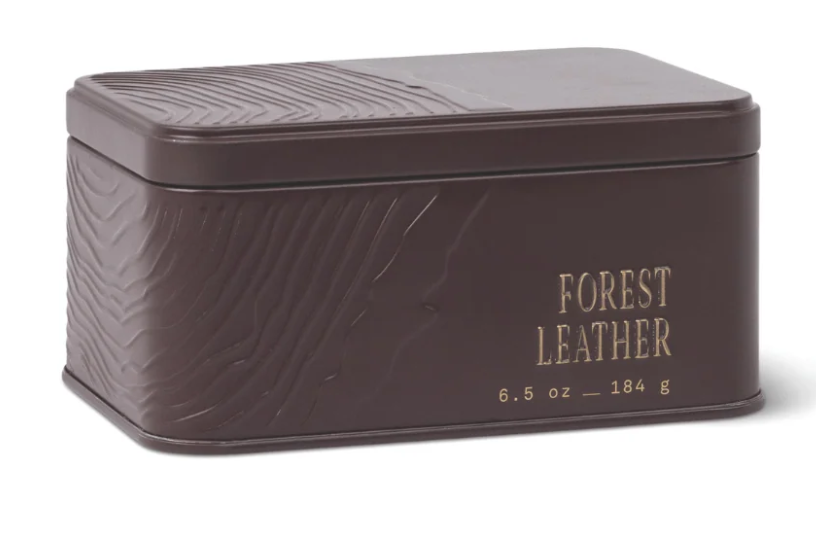 Forest Leather Travel Tin Candle