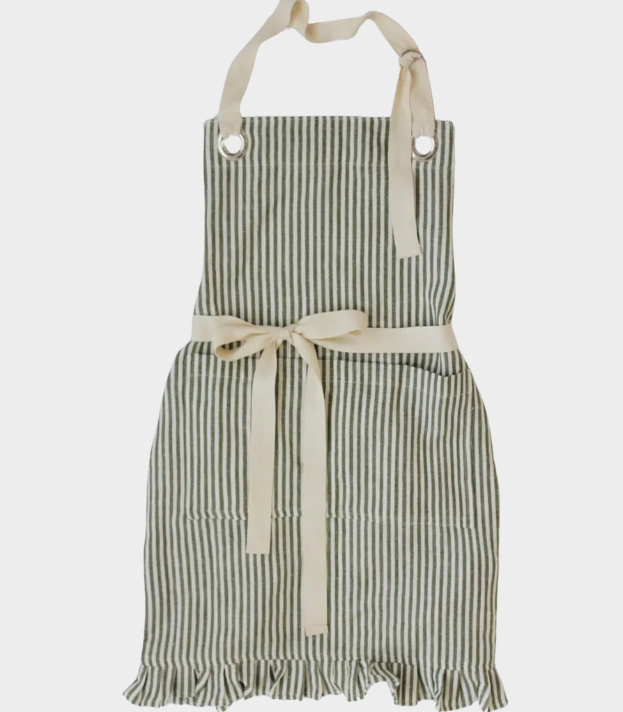 Ruffle Pin Stripe Apron