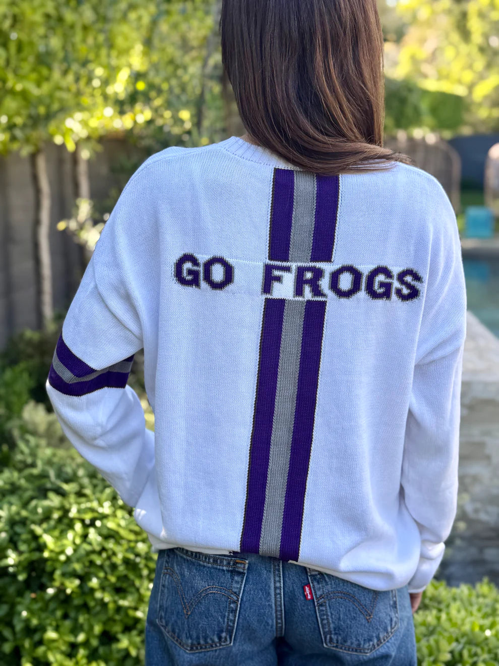 TCU Frogs - White Sweater Knit