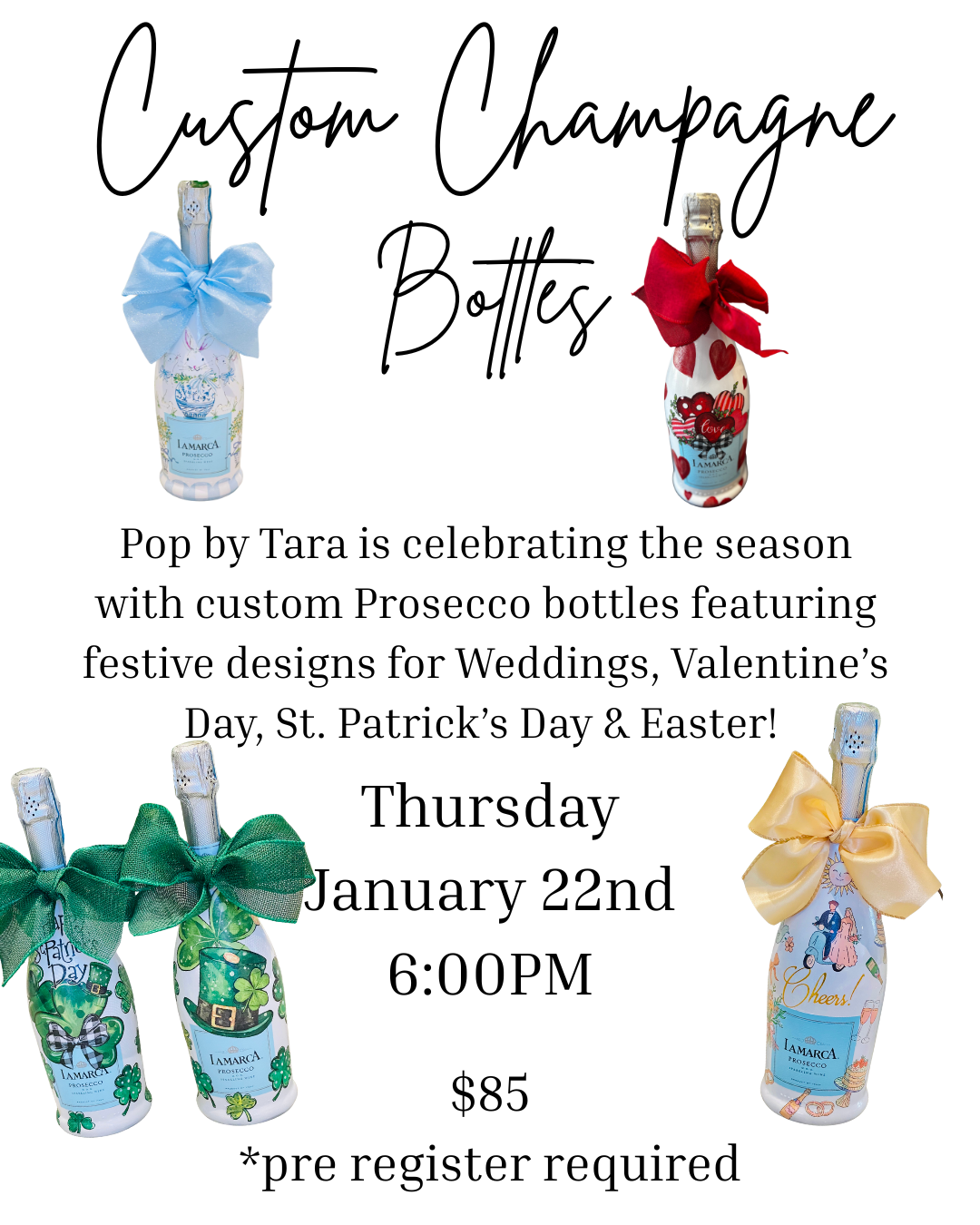 Custom Champagne Bottles, Pop with Tara!