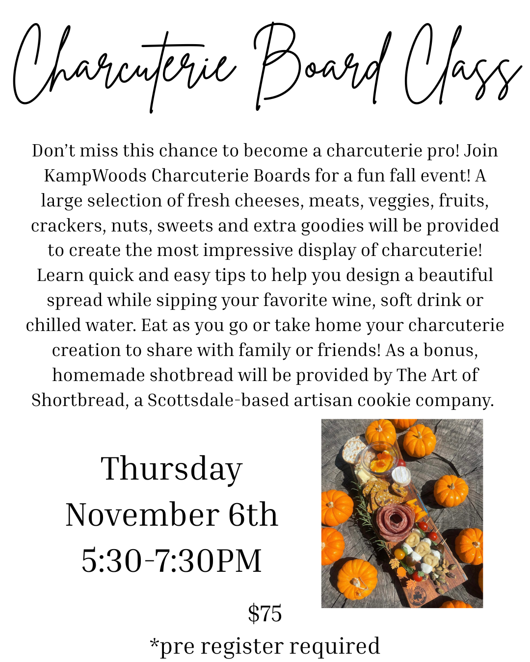 11/6 Build a Charcuterie Board 5:30 - 7:30PM