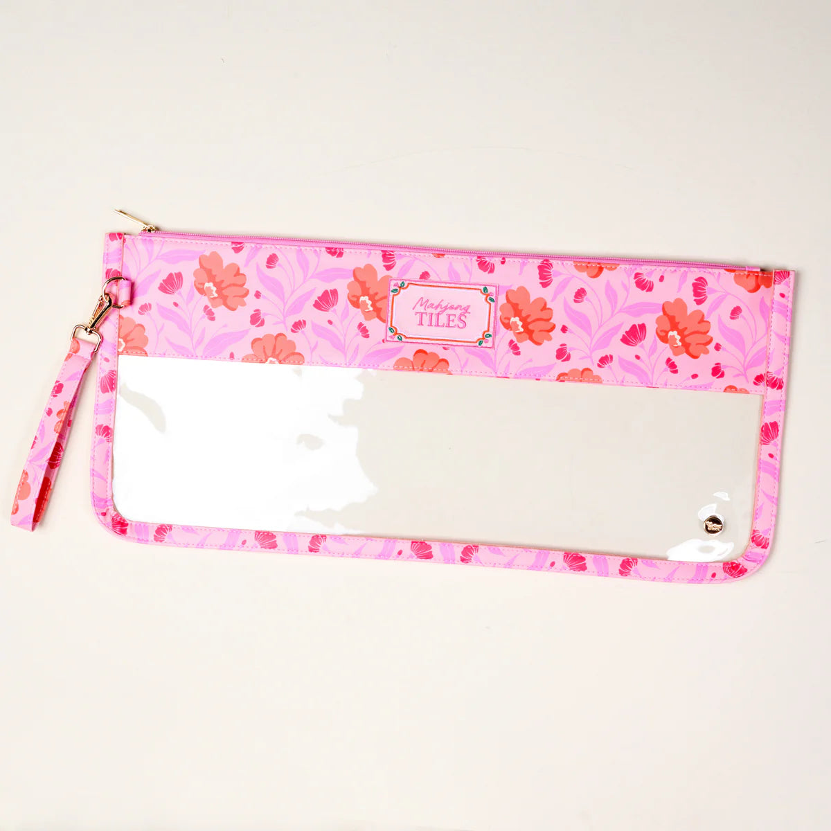 Mahjong Tile Keeper Pouch-Poppin' Petals Hot Pink