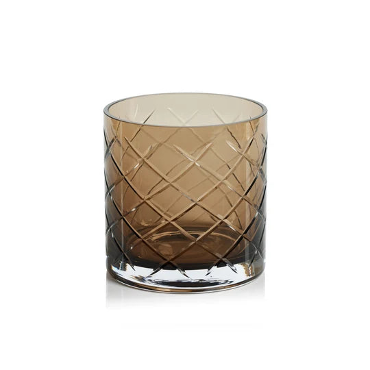 Martina Hand Cut Glass Vase / Candle Jar- Walnut 6