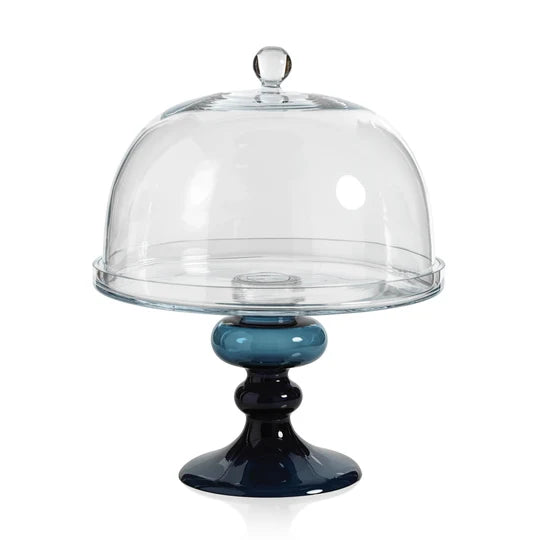 Tropezana Glass Cake Stand on Blue Base