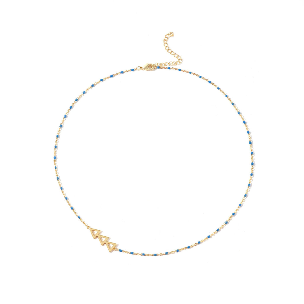 The Tri Delta Necklace: Side Set ΔΔΔ Enamel Bead Necklace: Blue