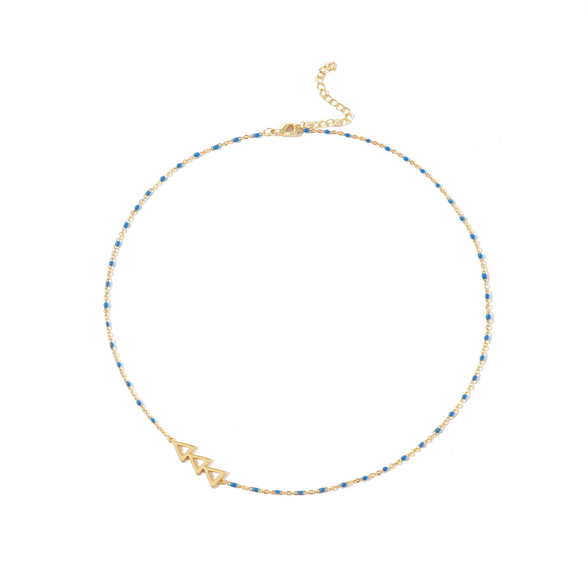 The Tri Delta Necklace: Side Set ΔΔΔ Enamel Bead Necklace: Blue