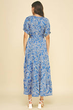 DAMASK PRINT TIERED MAXI DRESS MAGENTA