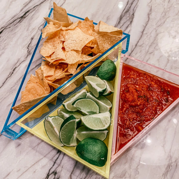 ACRYLIC HOLIDAY TRIANGLE DECOR/SERVING DISHES (RED)