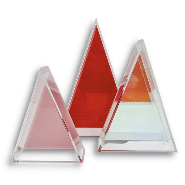 ACRYLIC HOLIDAY TRIANGLE DECOR/SERVING DISHES (RED)