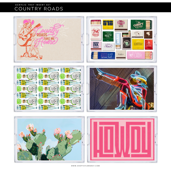 Acrylic Tray COUNTRY ROADS insert set of 10