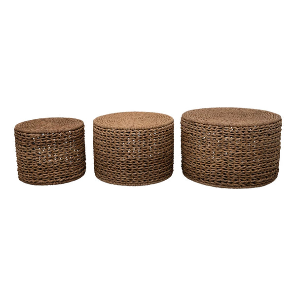 S/3 29" Round Water Hyacinth nesting tables