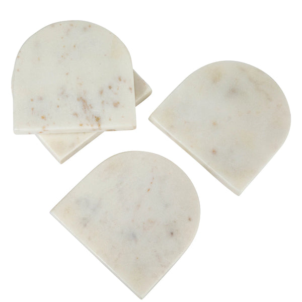 Arched Marble Coasters, White, Set of 4